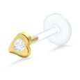 Heart Shaped Stone Set Labret Silver LA-60-1